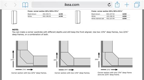 Two people are needed to assemble this furniture. Ikea PAX corner unit measurements | Ikea pax wardrobe ...
