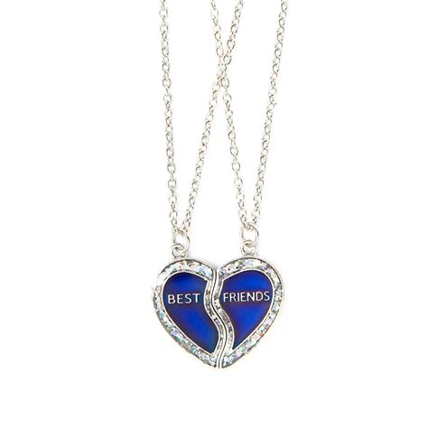 Best Friends Glitter Mood Half Heart Pendant Necklaces Claires Us