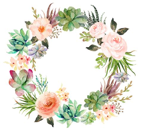 Watercolor Floral Wreath Clip Art Floral Decoration Png Images And