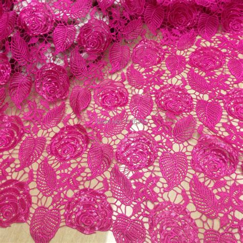 Buy 120cm Width Hot Pink African Cord Lace Fabric