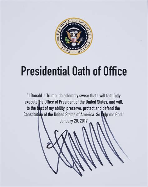 Lot Detail Donald Trump Signed Oath Of Office Signed Prior To His