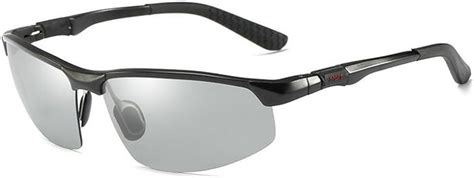 Polarized Photochromic Lens Sunglasses Driving Photosensitive Sunglasses For Men Black 1 Large