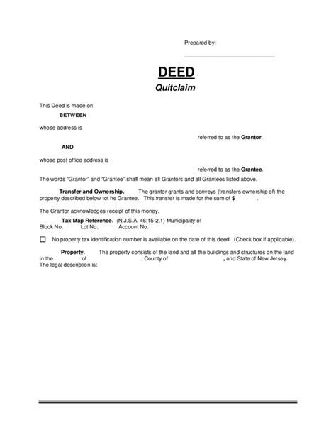 Money transfer to mexico free. Quitclaim Deed Template - New Jersey Free Download