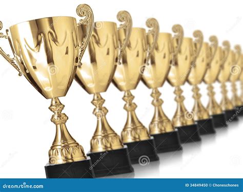 Golden Trophies Stock Photo Image Of Shiny Leader Isolated 34849450