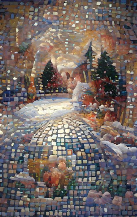 Shattered Stained Glass Mosaic Digital Art Stock Illustration