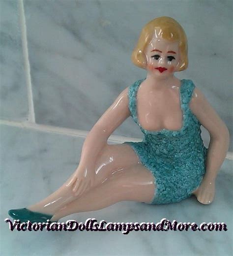 Bathing Beauty Figurine In Porcelain Sitting 3 1 2 Wide And 3 1 4 Tall Blonde With Fabric Look