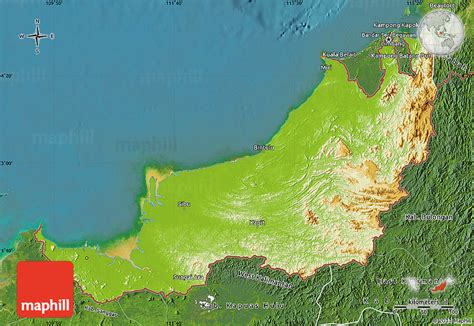 Physical Map Of Sarawak Satellite Outside