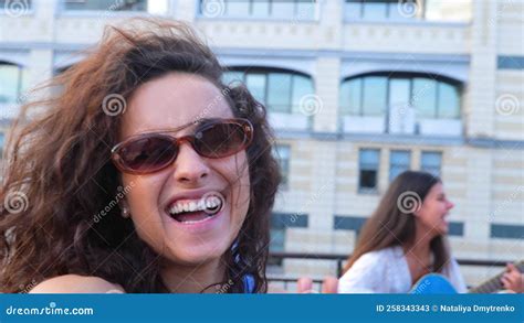 Close Up Pov Of Happy Young Beautiful Woman Smiling And Recording