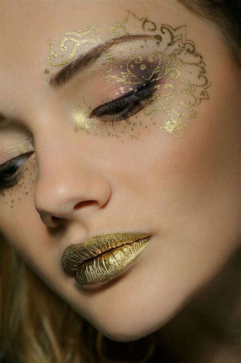 Face Gold Tatoo Fantasy Makeup Airbrush Makeup Eye Makeup