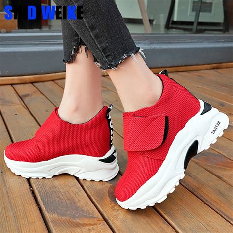 Hook And Loop Mesh Women Platform Chunky Sneakers 2019 Fashion Womens Flat Thick Sole Shoes Woman