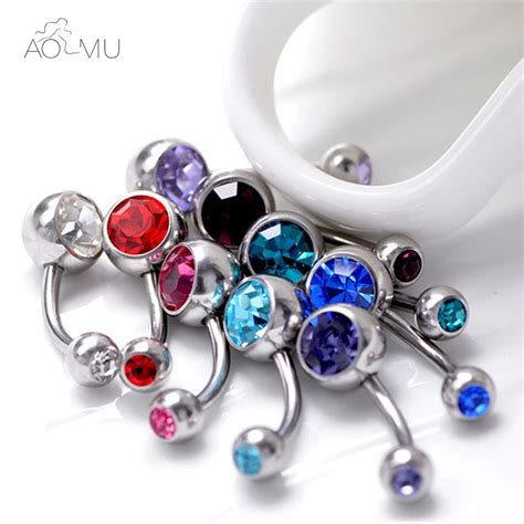 5pcs Lot Belly Button Rings Crystal Surgical Steel Body Jewelry Belly