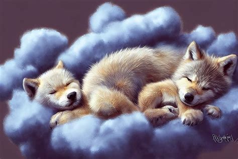Cute Baby Wolf Sleeping Ai Art Gallery