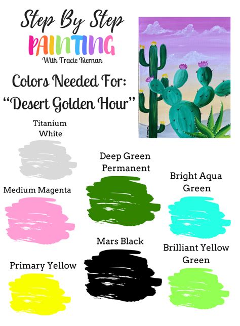 Easy Cactus Painting Desert Golden Hour Step By Step Painting With