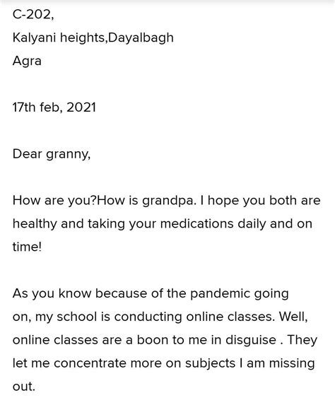 I Write A Letter To Your Grandmother Telling Her About Your Experiences Regarding The Online