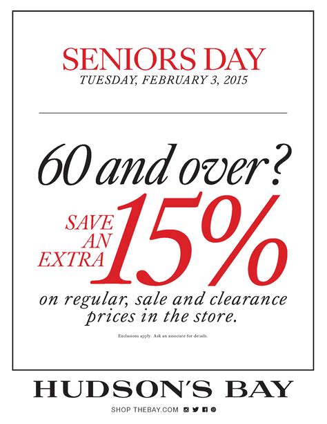Hudsons Bay Canada Discount Code Seniors Save 15 Off On Your