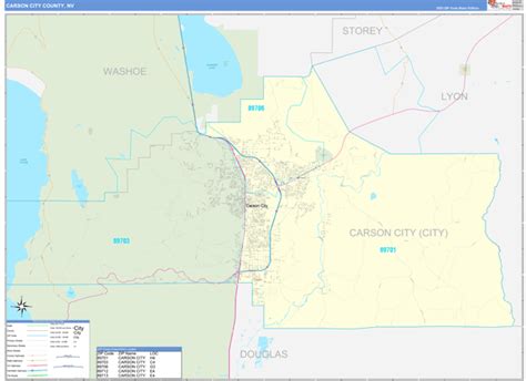 Carson City County NV Zip Code Maps Basic