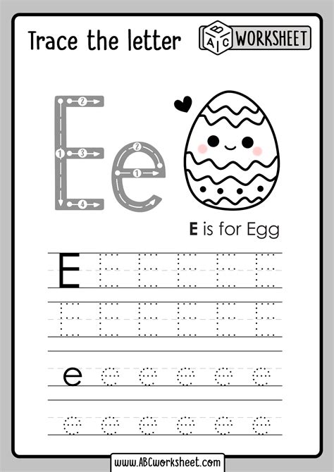 Letter E Tracing Worksheets Preschool