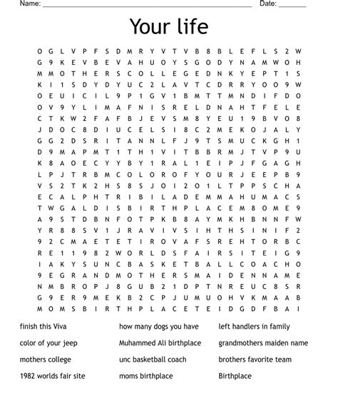 Your Life Word Search Wordmint