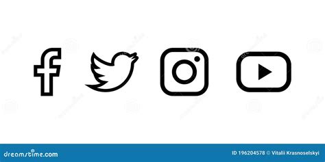 Set Of Facebook Twitter Instagram And Youtube Icons Social Media Icons