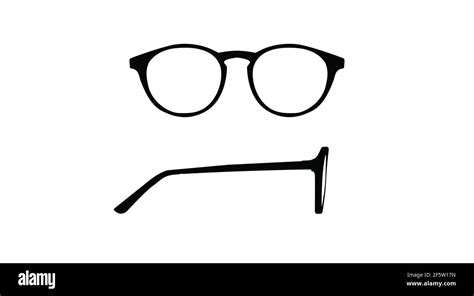 Vector Isolated Illustration Of A Glasses Frame Black Glasses Frame Front And Side View Stock