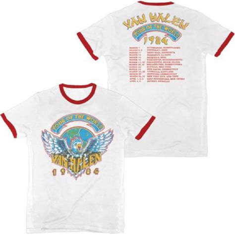 Van Halen Concert T Shirt Tour Of The World 1984 With Dates And Cities
