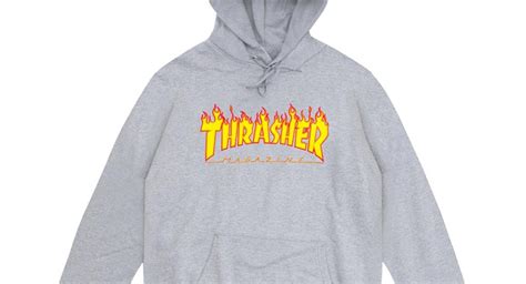 Thrasher Flame Hoodie Light Grey Boardworld Store