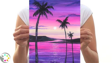 Palm Tree Easy Simple Beach Sunset Painting