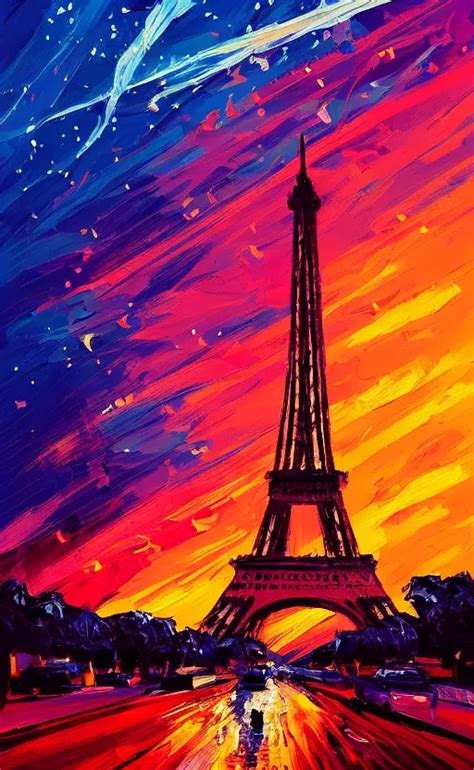 Krea A Beautiful Illustration Of The Eiffel Tower At Sunset Art Of