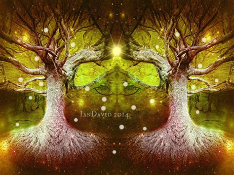 Tree Of Life Enchanted Art Print Green Tree Of Life With Spirit Orbs