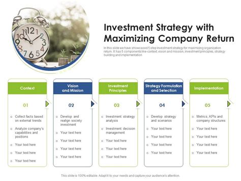 Investment Strategy With Maximizing Company Return Presentation