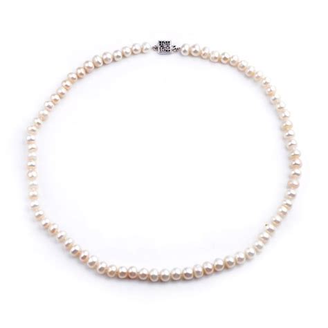 7 8mm Button White Freshwater Pearl Single Strand Necklace Fn1110