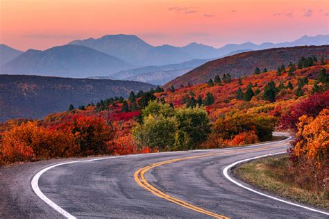 Winding Mountain Road With Fall Colors Stock Photo Download Image Now