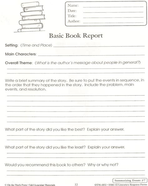 Book Reports For 2nd Graders