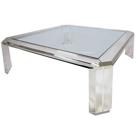 Lucite And Glass Coffee Table By Les Prismatiques At 1stdibs