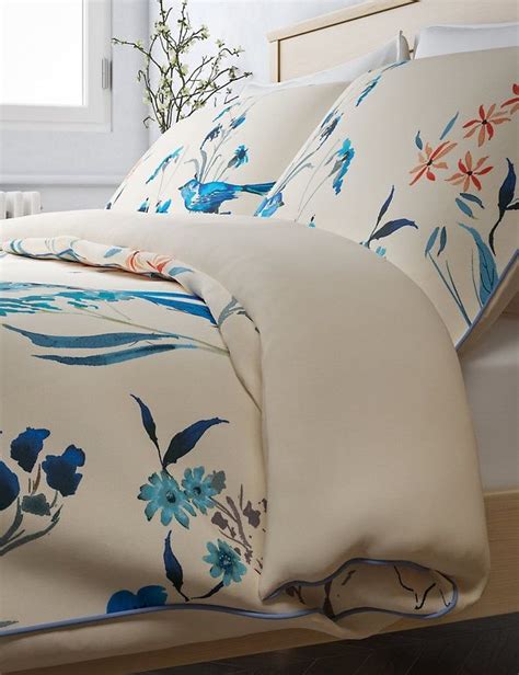 Pure Cotton Sateen Japanese Floral Print And Embroidered Bedding Set Mands Embroidered Bedding