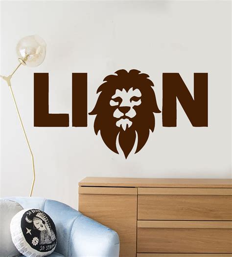 Wall Stickers Vinyl Decal Lion Word Zoo African Animal Predator Unique