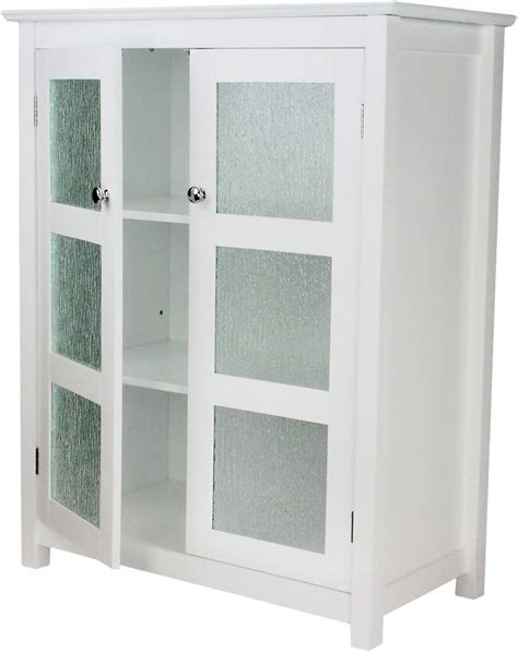 Elegant Home Fashions Connor Floor Cabinet With 2 Glass Doors White Elg