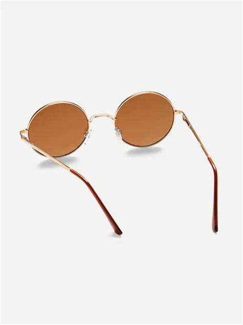 Gold Frame Brown Round Lens Sunglasses Shein Usa
