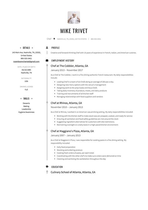 Chef Resume Sample Pdf Master Of Template Document