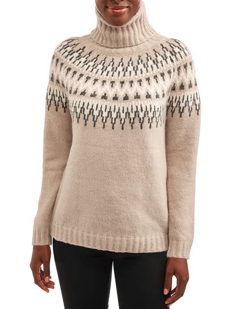 Women S Fair Isle Turtleneck Sweater Walmart Com