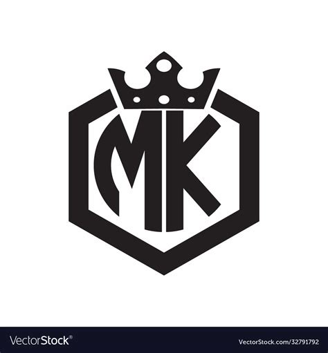 Mk Logo Monogram Rounded Hexagon Shape Royalty Free Vector