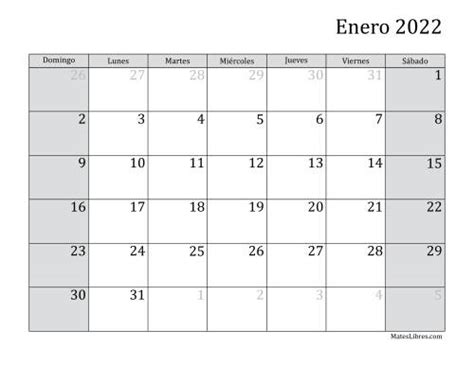 Calendario Mensual Del 2022