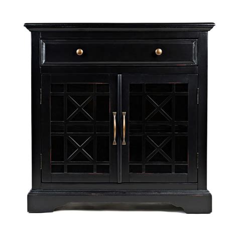 Benjara Craftmen Series Black 32 In Wooden Accent Cabinet With