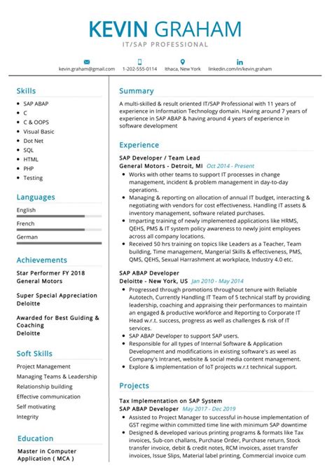 professional sap resume sample  maxresumes