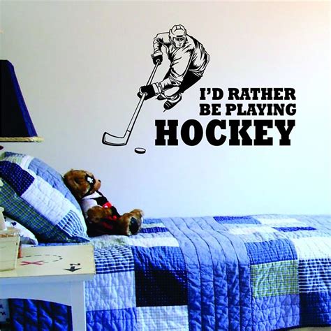 id rather be playing hockey quote decal wall vinyl sticker art sports extreme nhl home decor