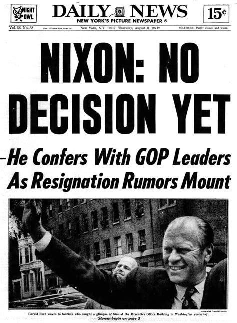Nixons Resignation Headlines From The Presidents Last Days In Office