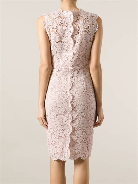 Valentino Lace Fitted Dress In Pink Lyst