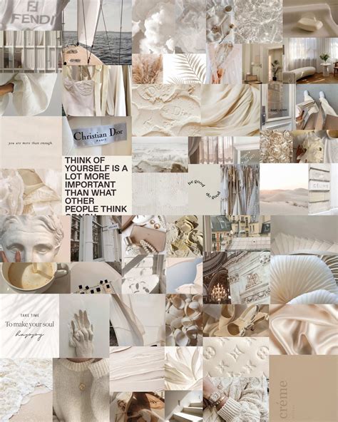 150 Pcs Cream Wall Collage Kit Pearl Aesthetic Ivory Aesthetic