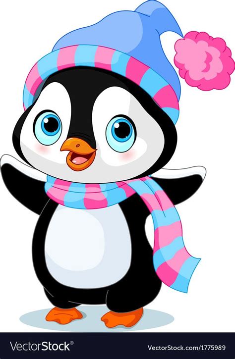 Cute Winter Penguin With Hat And Scarf Download A Free Preview Or High