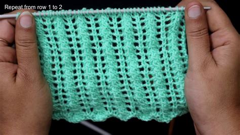 2 Row Repeat Knitting Pattern Lace Knitting Patterns For Beginners Laceknittingpattern Youtube